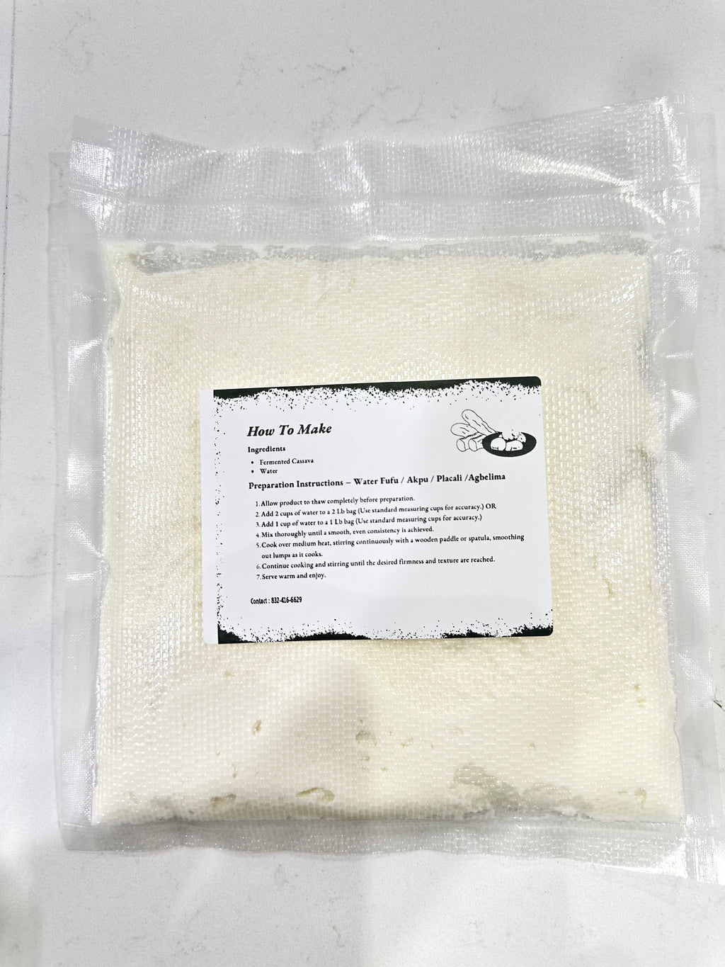 Water fufu (Akpu, Placali) 1LB  (FROZEN) - Overnight shipping ONLY